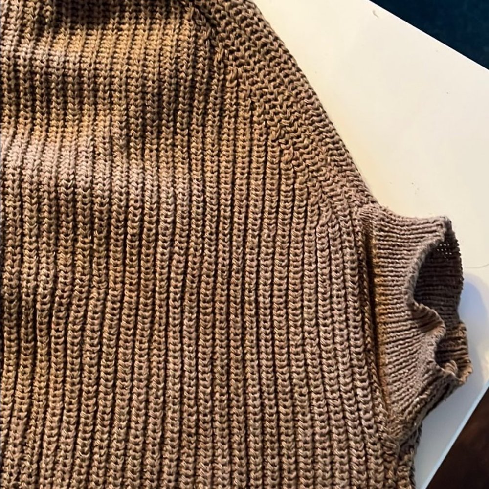 Brown Knit Dolman Style Turtle Neck Sweater Cape - Picture 8 of 10